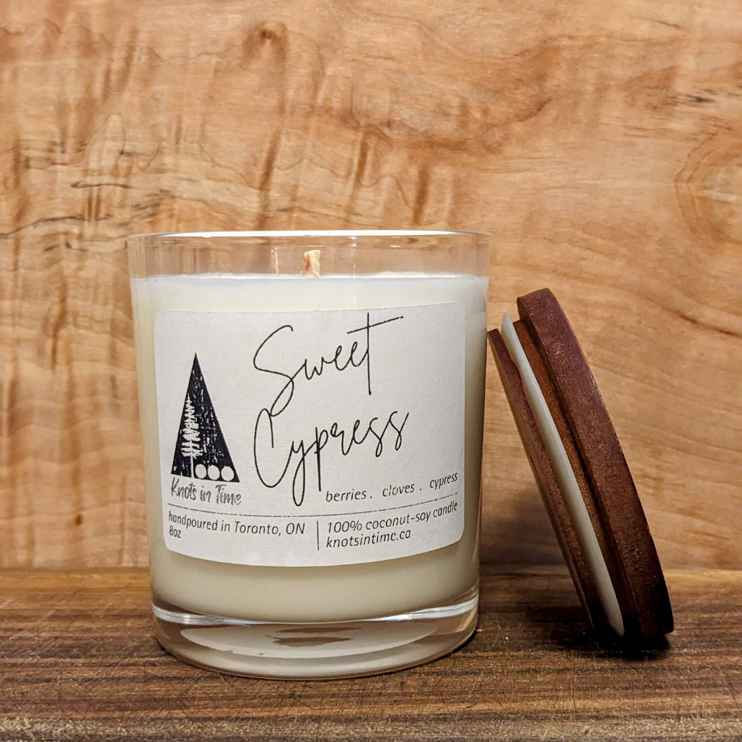Sweet Cypress 8oz Clear Glass Candle