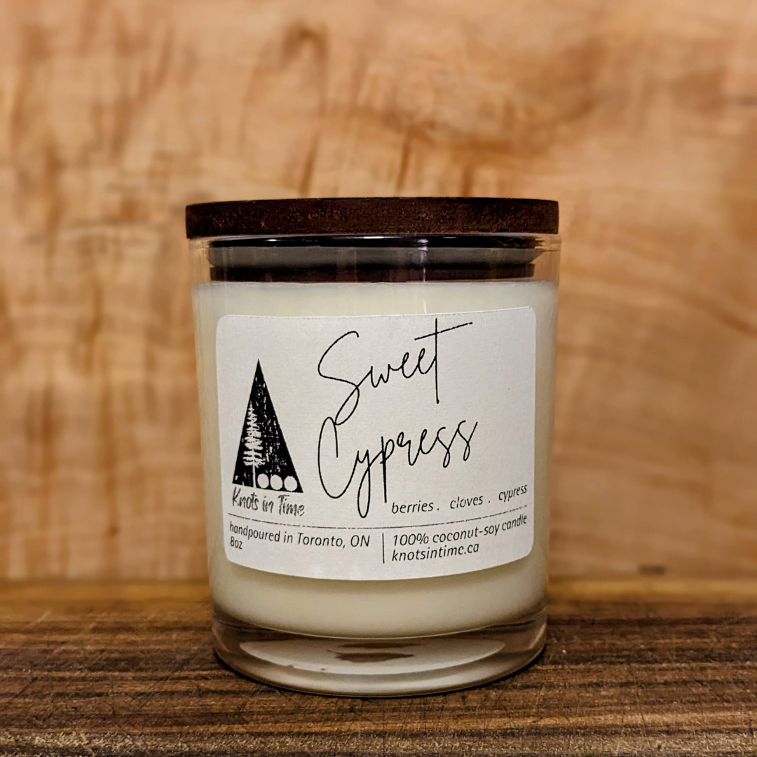 Sweet Cypress 8oz Clear Glass Candle